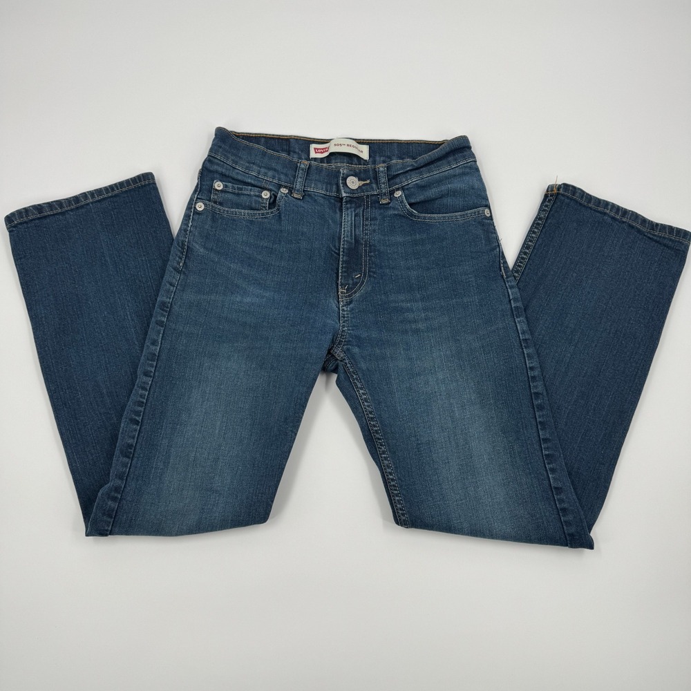 Levis 505 Regular Fit‎ Jeans Boys Size 14 Slim Blue Denim Medium Wash Stretch